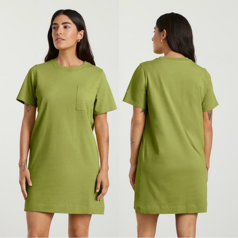 Everlane Weekend Tee Short Sleeve Mini Green Pocket T-Shirt Dress Cotton XL